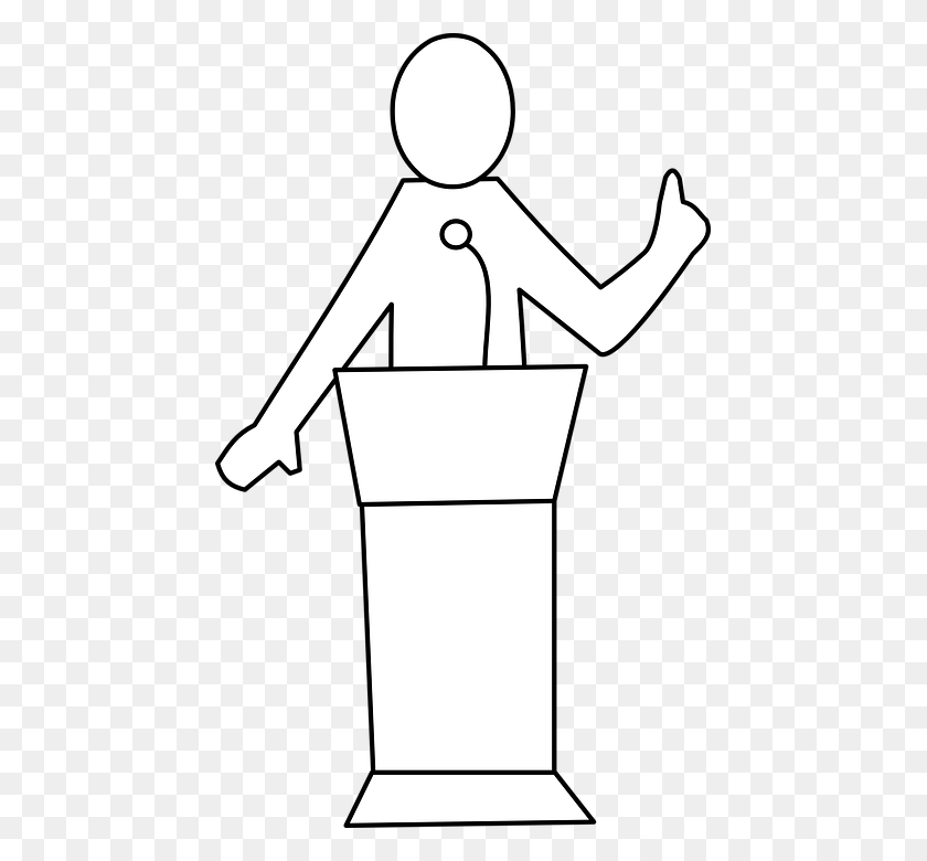 449x720 Public Speaker Talker Education Podium Presentation Speech Clipart Black And White, Audience, Crowd, Cross HD PNG Download