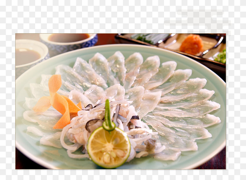 737x557 Puffer Fish Sashimi Lemon, Meal, Food, Dish HD PNG Download