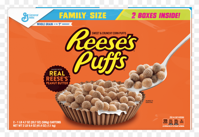1801x1202 Puffs Cereal Family Size Reeses Puffs, Реклама, Плакат, Флаер Png Скачать