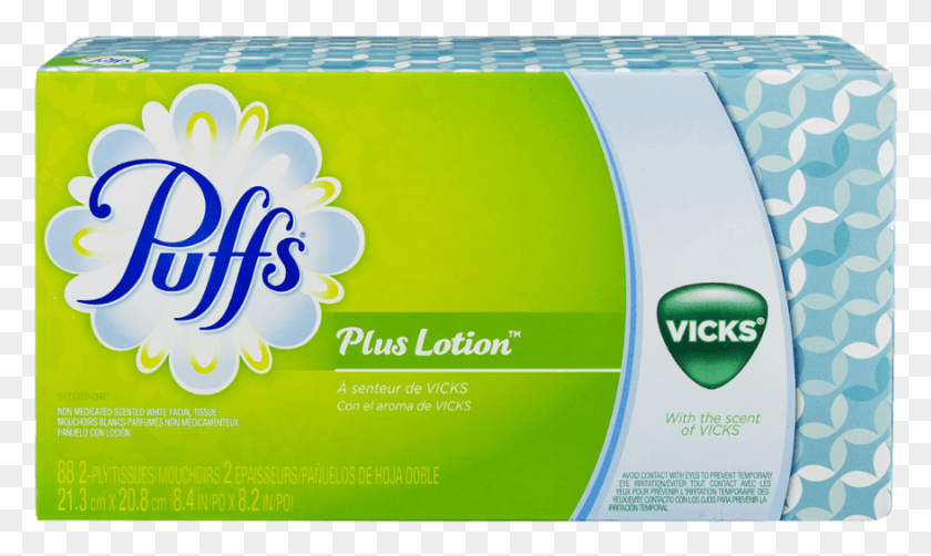 876x497 Puffs Plus Lotion Facial Tissues With Scent Of Vicks Bar Soap, Text, Paper, Advertisement HD PNG Download