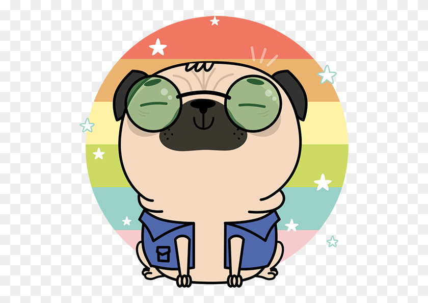 529x534 Pug Life Iv Emoji Stickers On Behance Funny Pug Videos Pug Life Cartoon, Sunglasses, Accessories, Accessory HD PNG Download