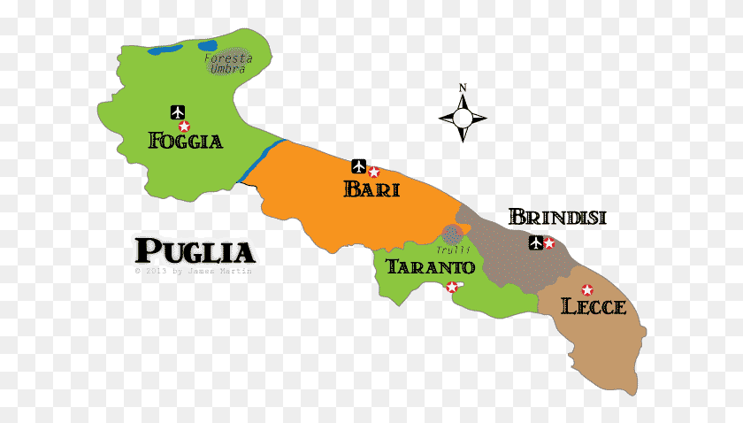 624x418 Puglia Provinces And Historic Areas Puglia Italy Map, Diagram, Plot, Atlas HD PNG Download