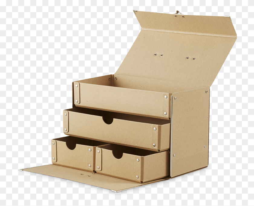 729x621 Pulped Cardboard Box Reinforced With Metal Corners Secretary Desk, Furniture, Box, Drawer HD PNG Download