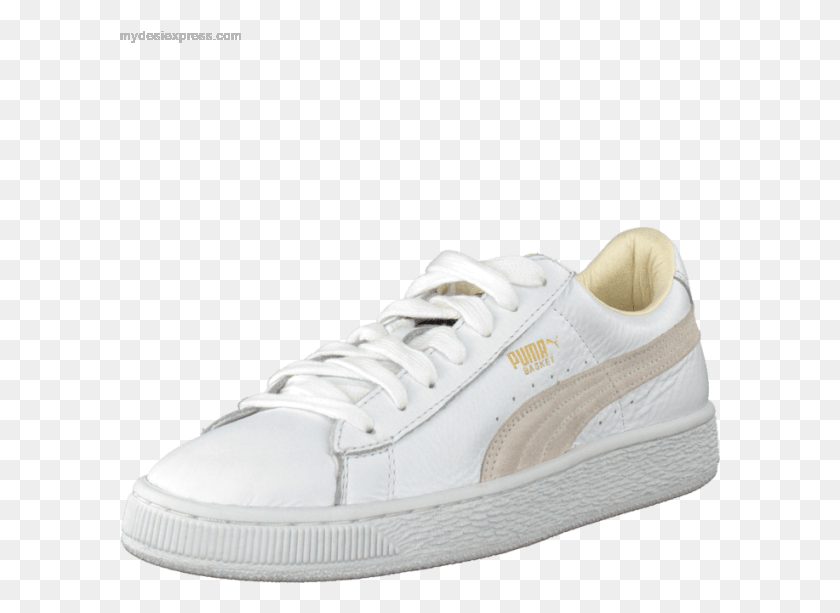 601x553 Puma Basket Classic White White Hvide Puma Sneakers Dame, Shoe, Footwear, Clothing HD PNG Download
