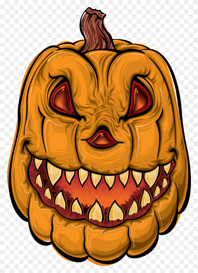 910x1280 Pumpkin Halloween Cartoon Image Cartoon Scary Jack O Lantern, Teeth, Mouth, Lip HD PNG Download