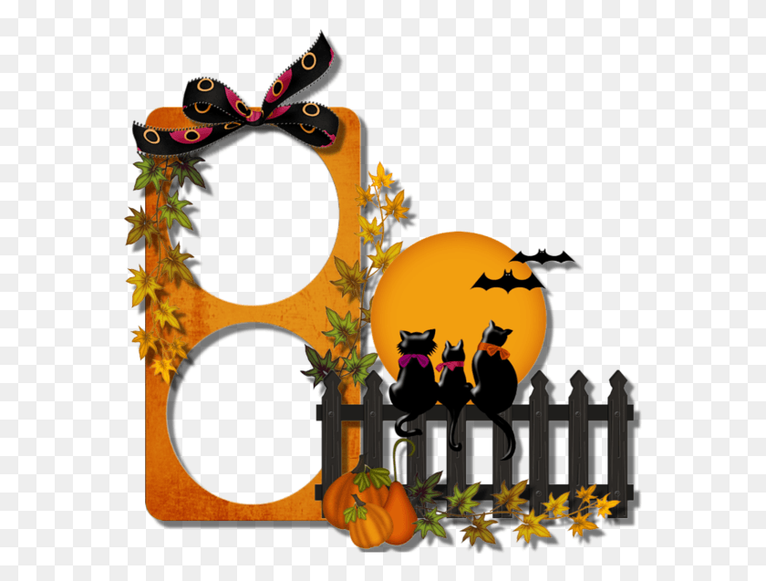 571x577 Pumpkin Halloween Frame, Graphics, Fence HD PNG Download