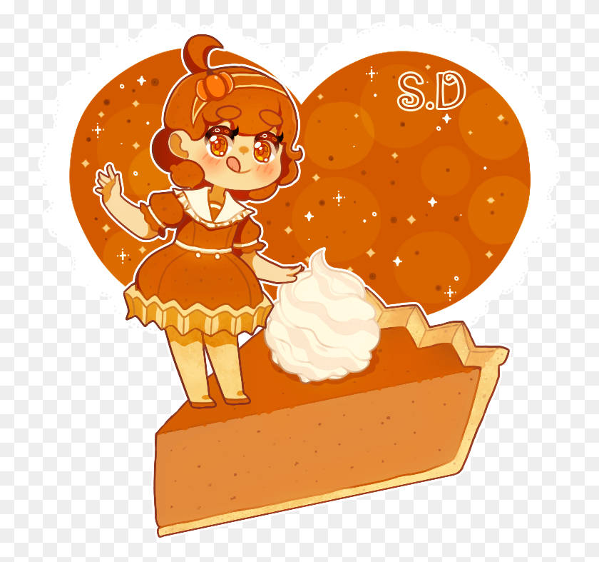 736x727 Pumpkin Pie By Vocalo Pumpkin Pie Chibi, Cream, Dessert, Food HD PNG Download