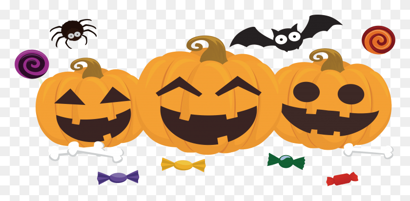 4734x2137 Calabaza Png / Jack O Lantern Y Candy Clipart Png