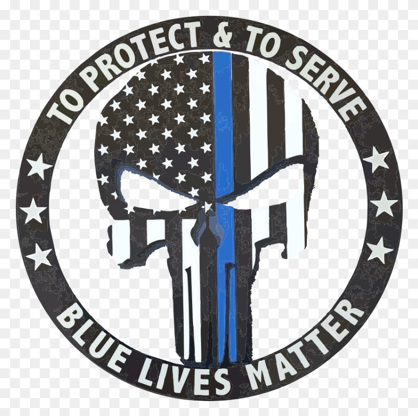 828x824 Логотип, Символ, Товарный Знак, Эмблема Punisher Blue Lives Matter Hd Png Скачать