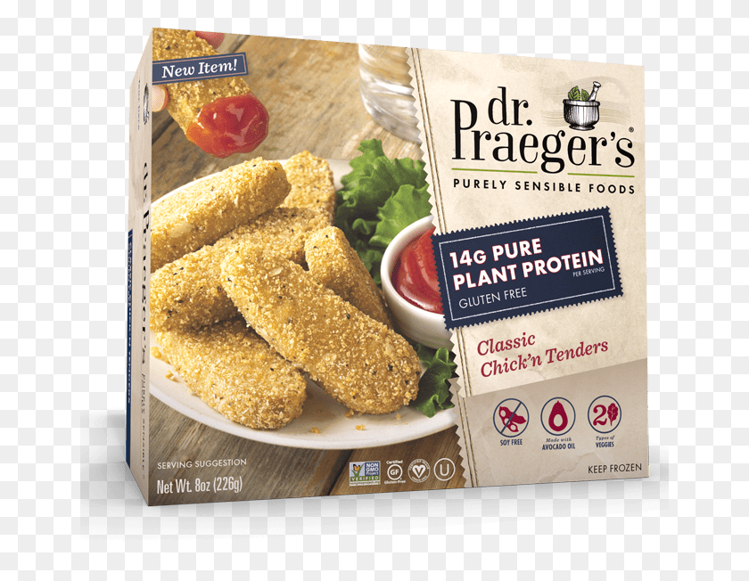 661x592 Pure Plant Protein Classic Chick39n Tenders Dr Praeger39s All American Veggie Burger, Food, Fried Chicken, Lunch HD PNG Download