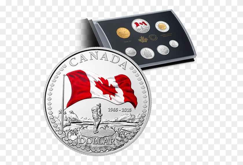 548x512 Pure Silver Proof Set With Colour Canada 150 Anniversary Flag, Coin, Money, Nickel HD PNG Download