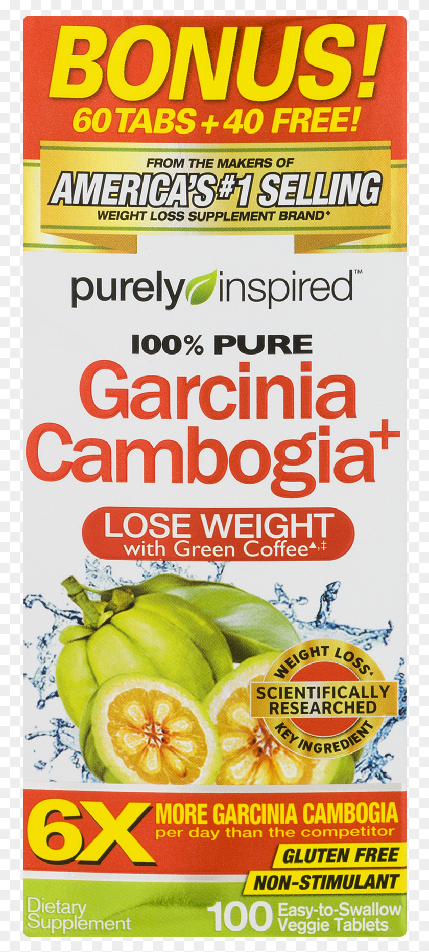 752x1801 Purely Inspired Garcinia Cambogia Non Stimulant Diet Natural Foods, Plant, Label, Text HD PNG Download