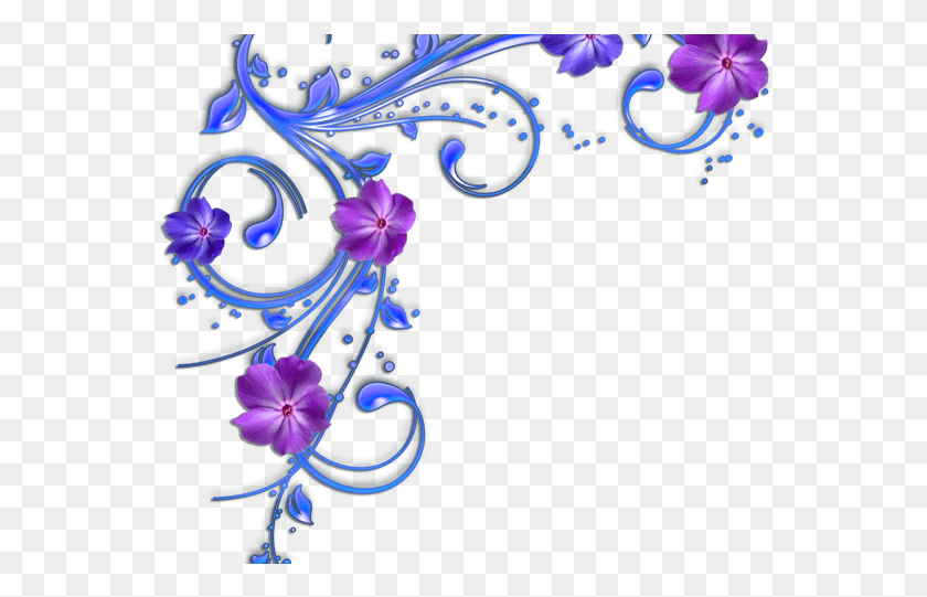 559x481 Purple Border Flower, Graphics, Floral Design Descargar Hd Png