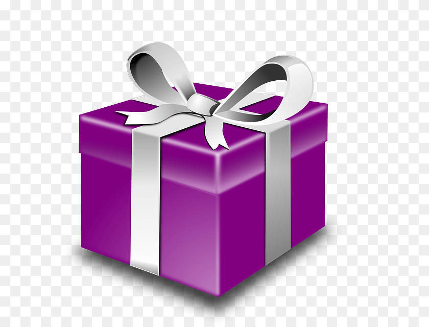 Purple Gift Box With Silver Ribbon, Mailbox Transparent PNG