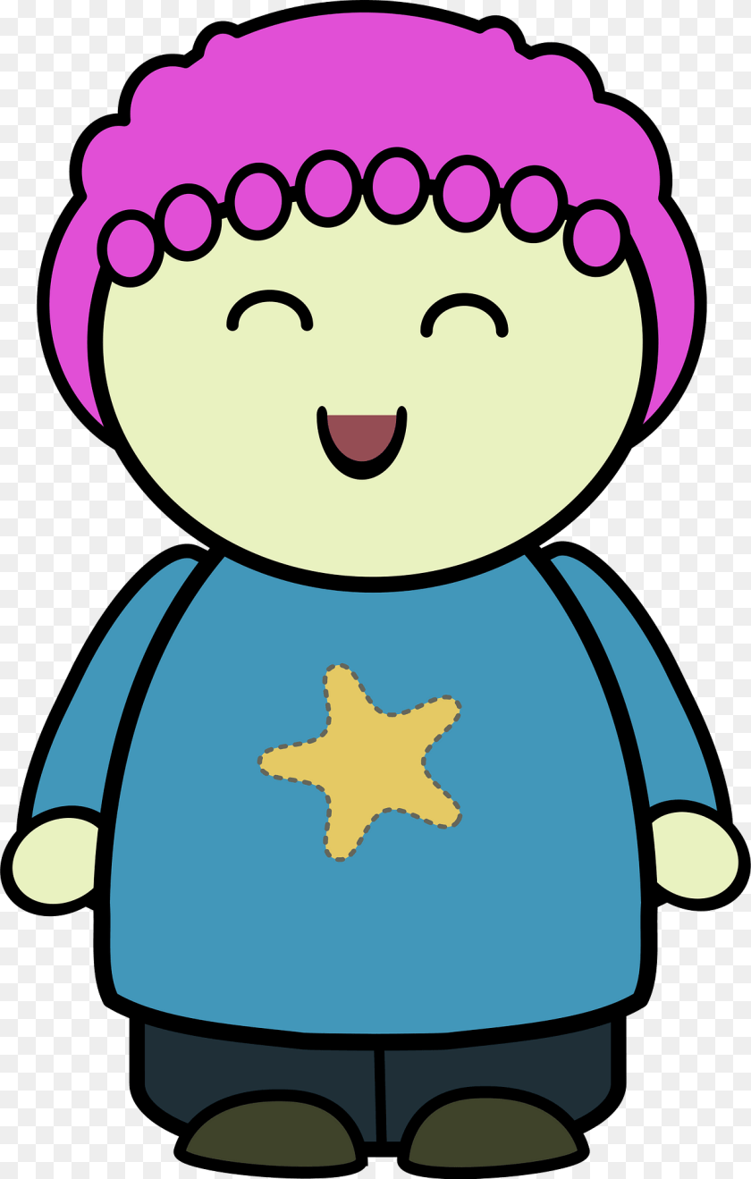 1223x1920 Purple Haired Girl In A Blue Shirt Laughing Clipart, Baby, Person, Face, Head Sticker PNG