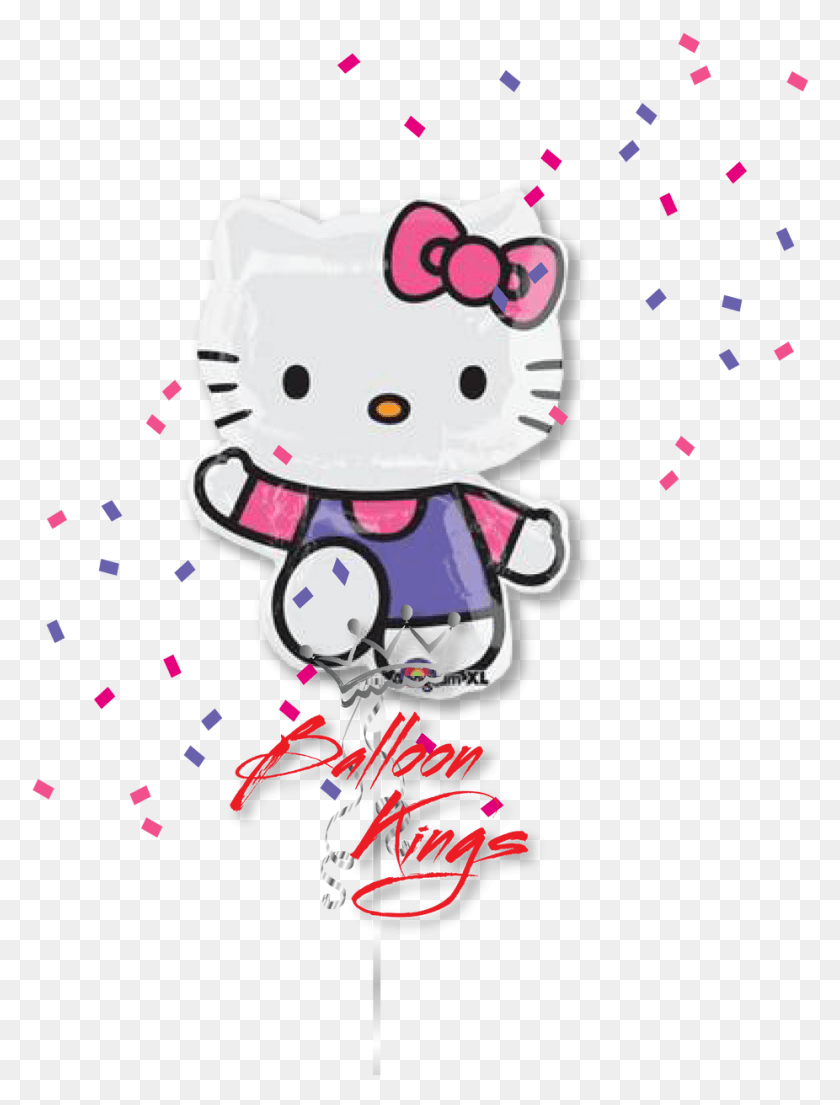 926x1241 Фиолетовый День Рождения Hello Kitty Воздушный Шар Hello Kitty, Бумага, Конфетти, Графика Hd Png Скачать