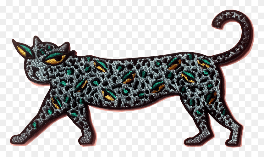 1872x1054 Purple Leopard Embroidered Iron On Patch By Over It Animal Figure, Clothing, Apparel, Reptile HD PNG Download