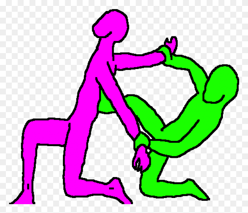967x821 Иллюстрация Фиолетового Человека И Зеленой Девушки, Человек, Человек, Акробатика Hd Png Скачать