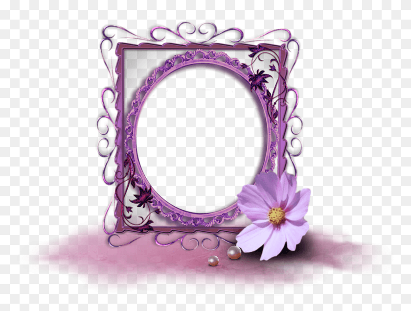 777x575 Purple Picture Frame Flower Design Frame Flower Design, Accessories, Accessory, Jewelry HD PNG Download