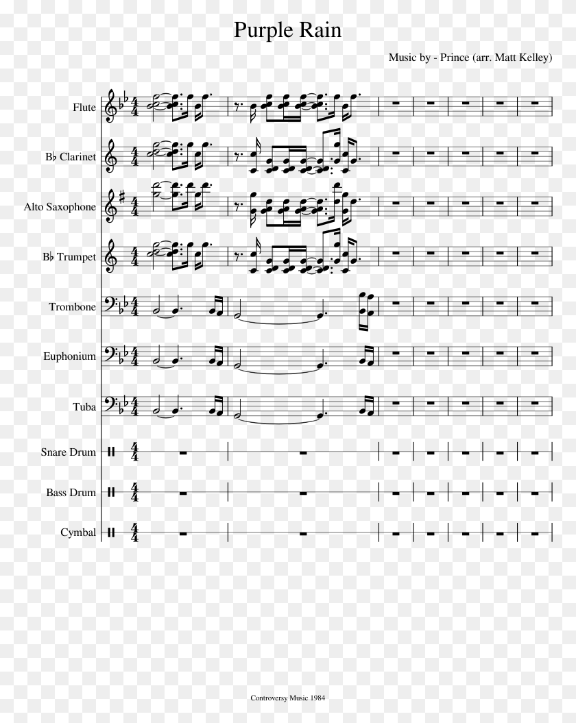 773x995 Purple Rain Sheet Music Composed By Music By Alto Sax Lost Woods, Gray, World Of Warcraft HD PNG Download