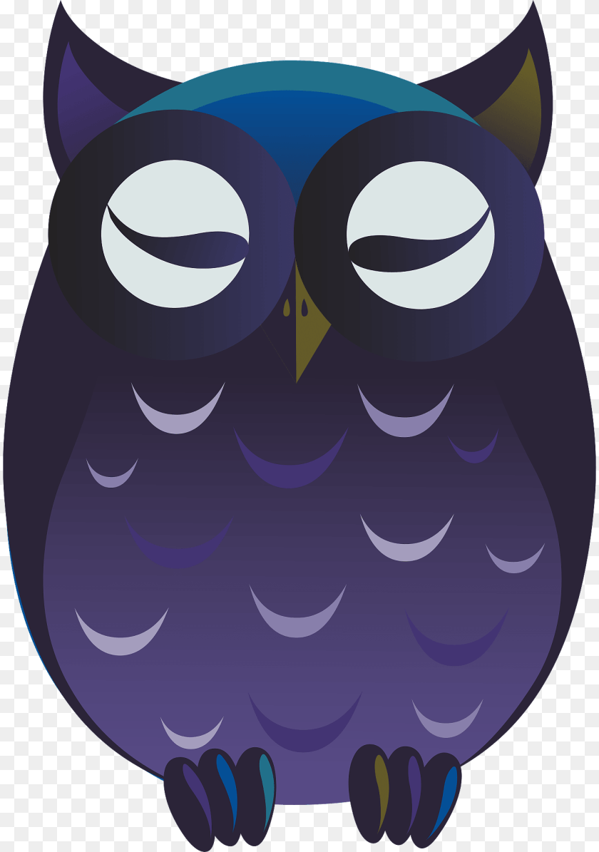 Purple Sleeping Owl Clipart, Art Sticker PNG