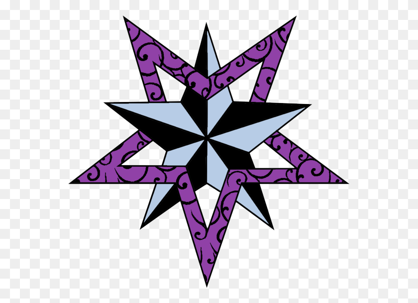 567x549 Descargar Png Estrella Púrpura Y Estrella Náutica Diseño De Tatuaje Tatuaje Estrella Náutica Diseños, Símbolo De Estrella, Símbolo, Cruz Hd Png