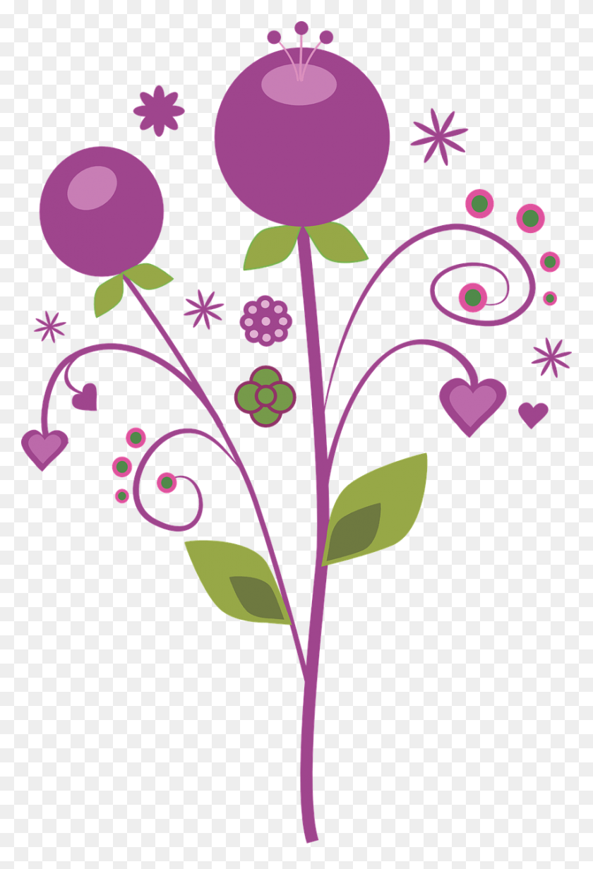 852x1280 Purple Vector Flowers Image Flores Vector, Graphics, Floral Design HD PNG Download