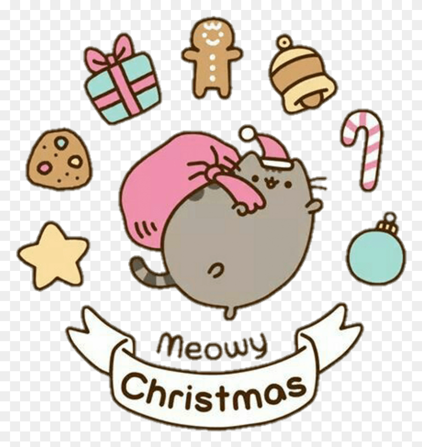 794x846 Pusheen Cat Drawing Easy Christmas, Text, Symbol, Logo HD PNG Download