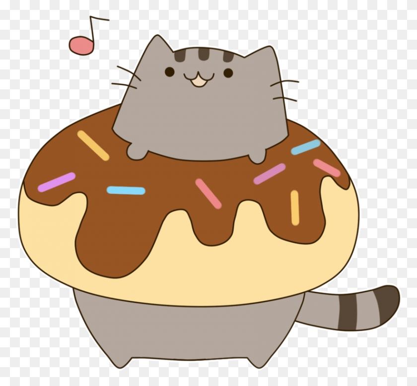 819x754 Pusheen The Cat Images Pusheen Cat In A Donut, Cake, Dessert, Food HD PNG Download