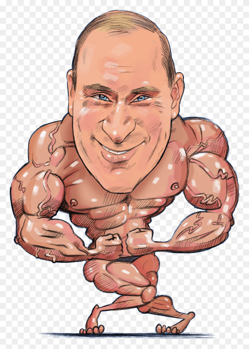 1205x1723 Putin Flexing His Muscles Gambar Manusia Kartun Berotot, Person, Human, Hand HD PNG Download