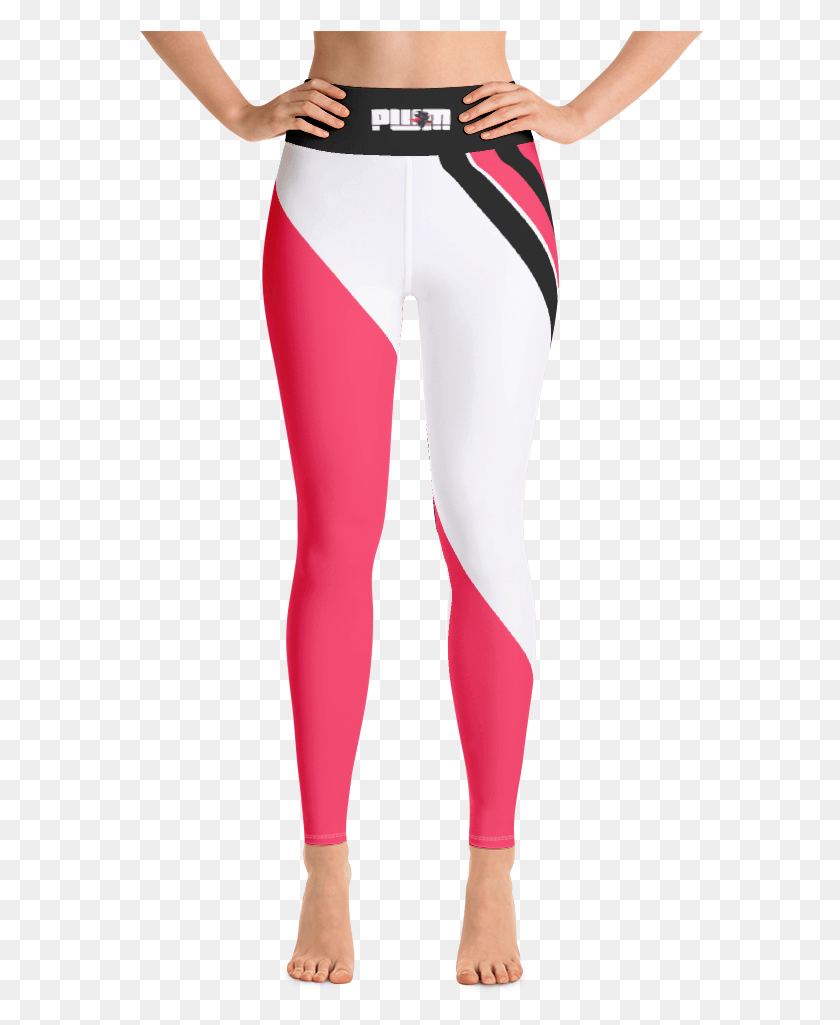567x965 Pwm Olympic Gym Leggings Black Waistband Pink Black Dot Pattern Leggings, Pants, Clothing, Apparel HD PNG Download