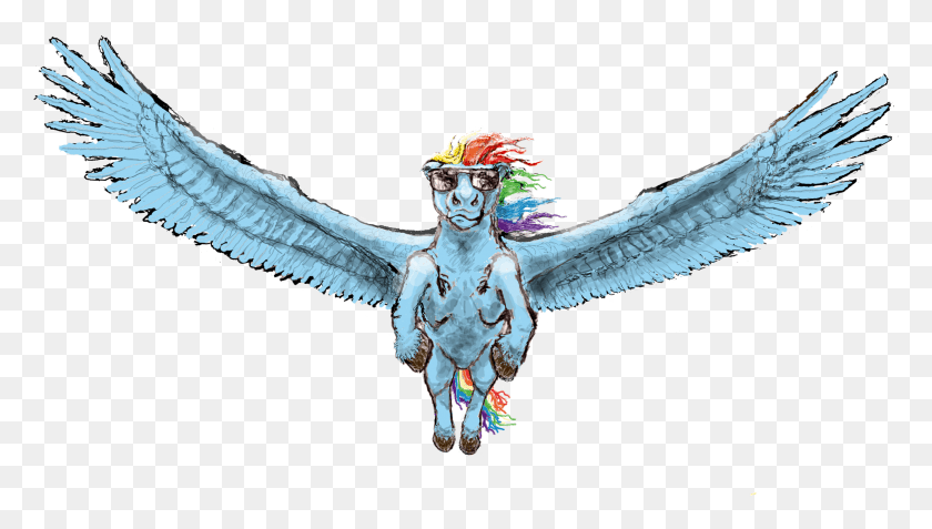 2631x1408 Pwnyville Flying Horse Rainbow Dash Realistic Illustration, Bird, Animal HD PNG Download