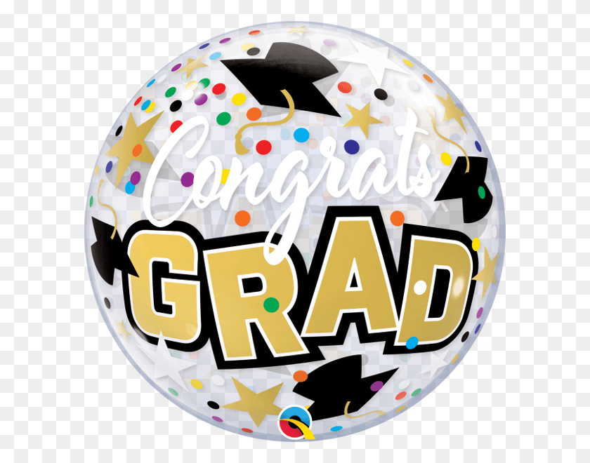 600x600 Q Bubble Congrats Grad Balloon, Мяч, Шлем, Одежда Hd Png Скачать