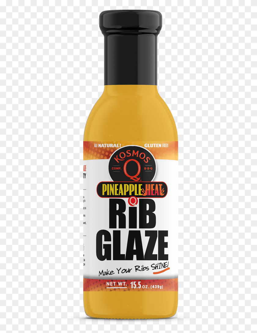 488x1028 Q Pineapple Heat Rib Glaze Front View Glass Bottle, Label, Text, Beverage HD PNG Download
