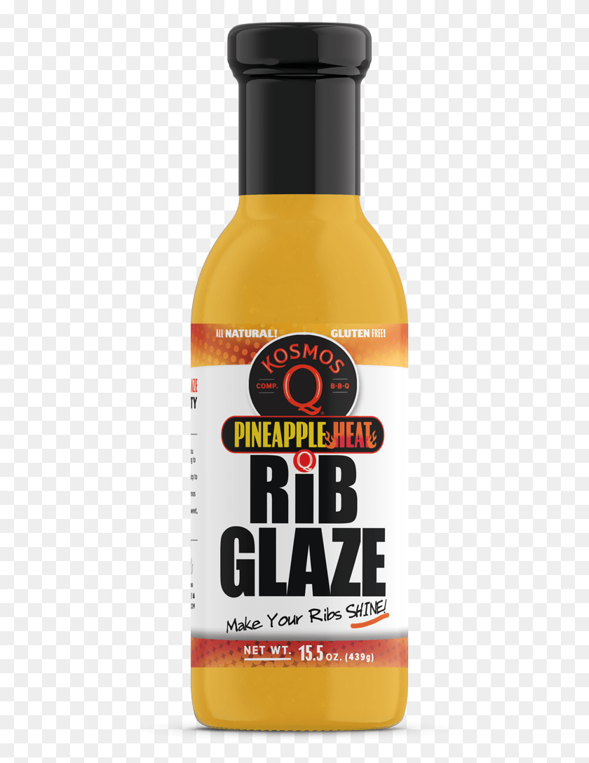 488x1028 Q Pineapple Heat Rib Glaze Стеклянная Бутылка, Вид Спереди, Этикетка, Текст, Напиток Hd Png Скачать