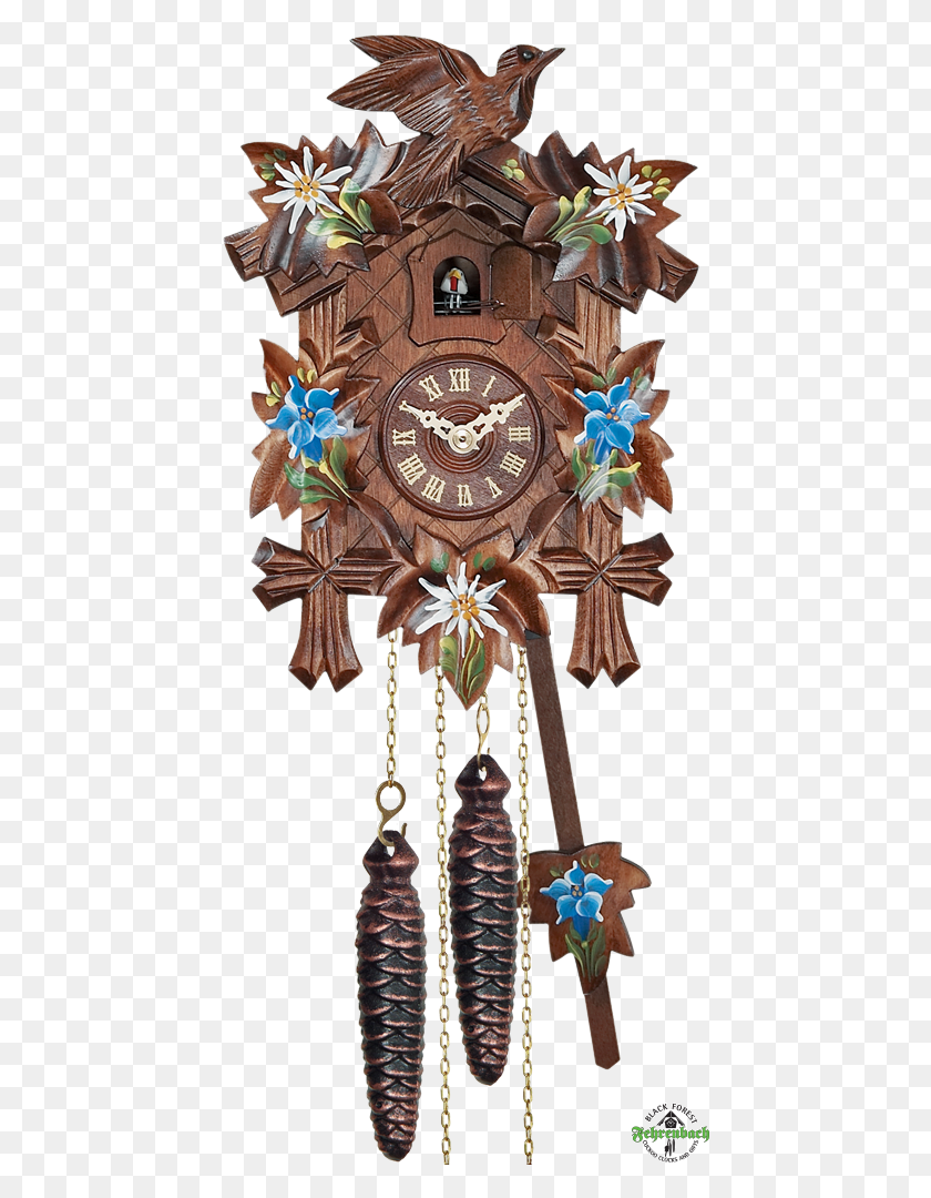 440x1020 Quartz Traditional With Painted Edelweiss Amp Gentian Engstler 522 Quartz Cuckoo Clock, Clock Tower, Tower, Architecture HD PNG Download