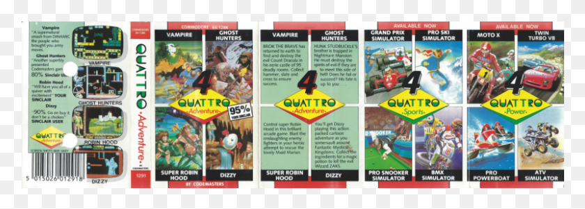801x248 Quattro Adventure For Commodore 64 From Codemasters Skateboarding, Poster, Advertisement, Flyer HD PNG Download