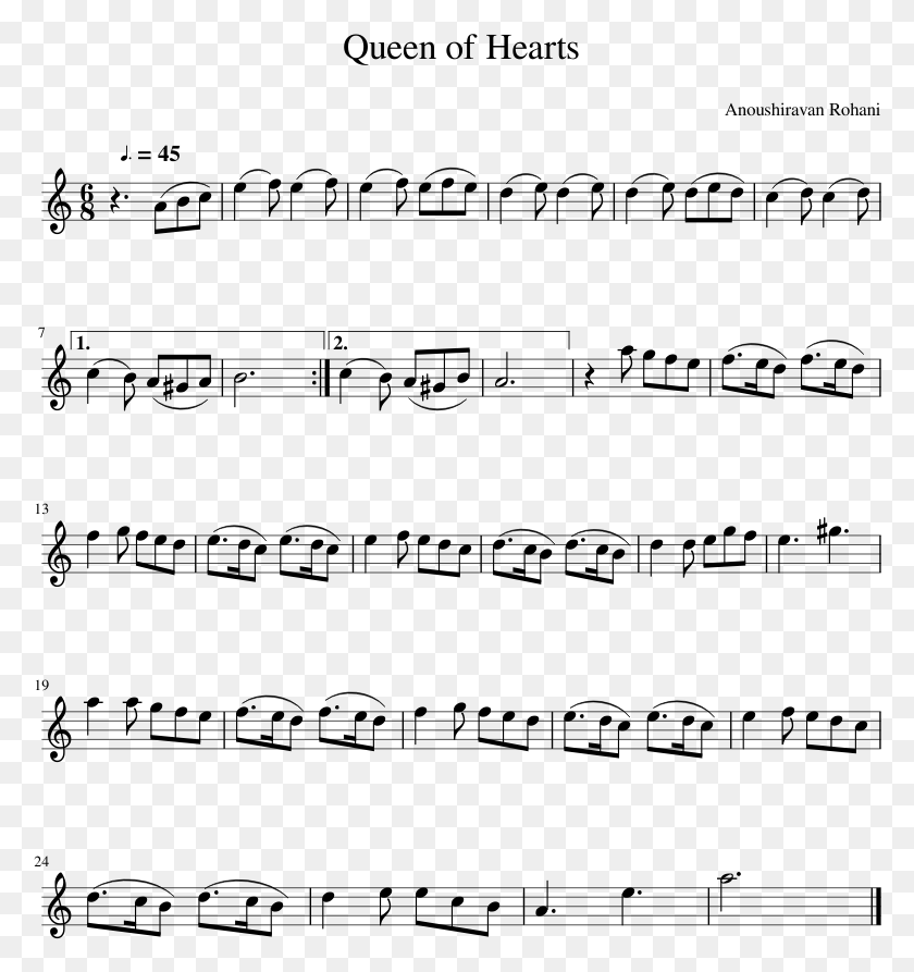 780x833 Queen Of Hearts Sheet Music Composed By Anoushiravan Carnival In Venice Sheet Music, Gray, World Of Warcraft HD PNG Download