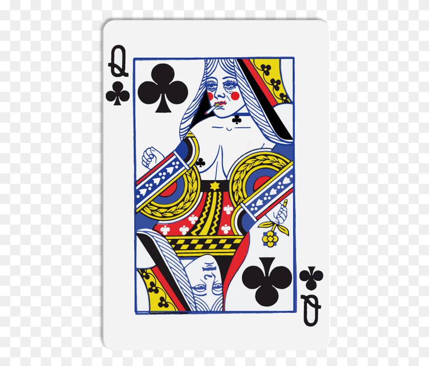 455x657 Queen Playing Cards Queen Of Clubs Card, Label, Text Descargar Hd Png