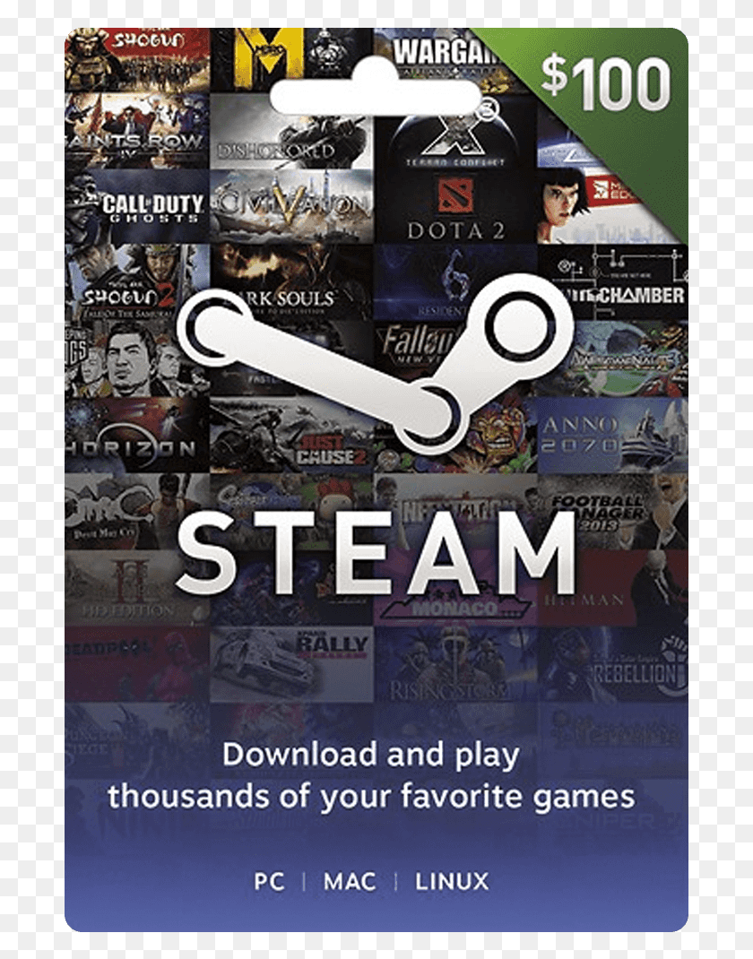 697x1010 Quick View 100 Steam Wallet Gift Card, Poster, Advertisement, Person HD PNG Download