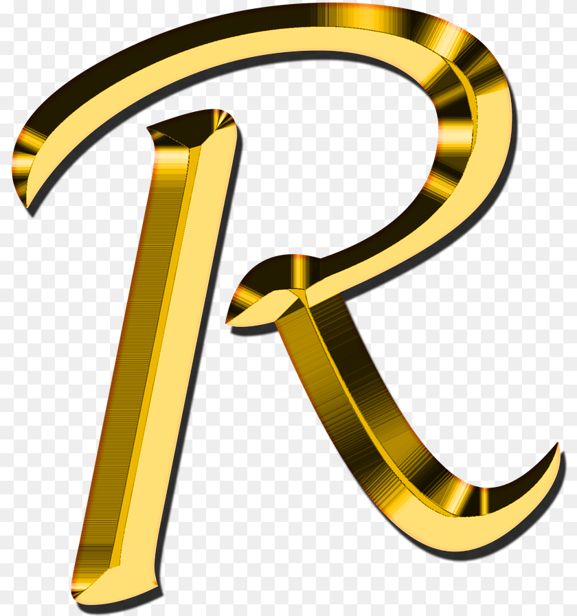 814x897 R Letter 4 Image Letter R Gold, Text, Symbol, Number PNG