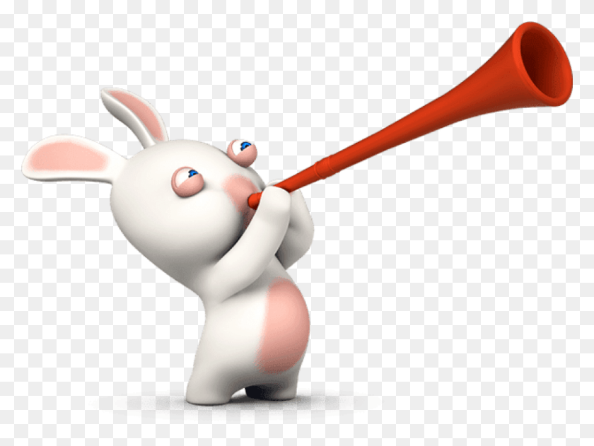 851x624 Rabbid Blowing A Horn Clipart Photo Lapin Crtin, Toy, Figurine, Sweets HD PNG Download