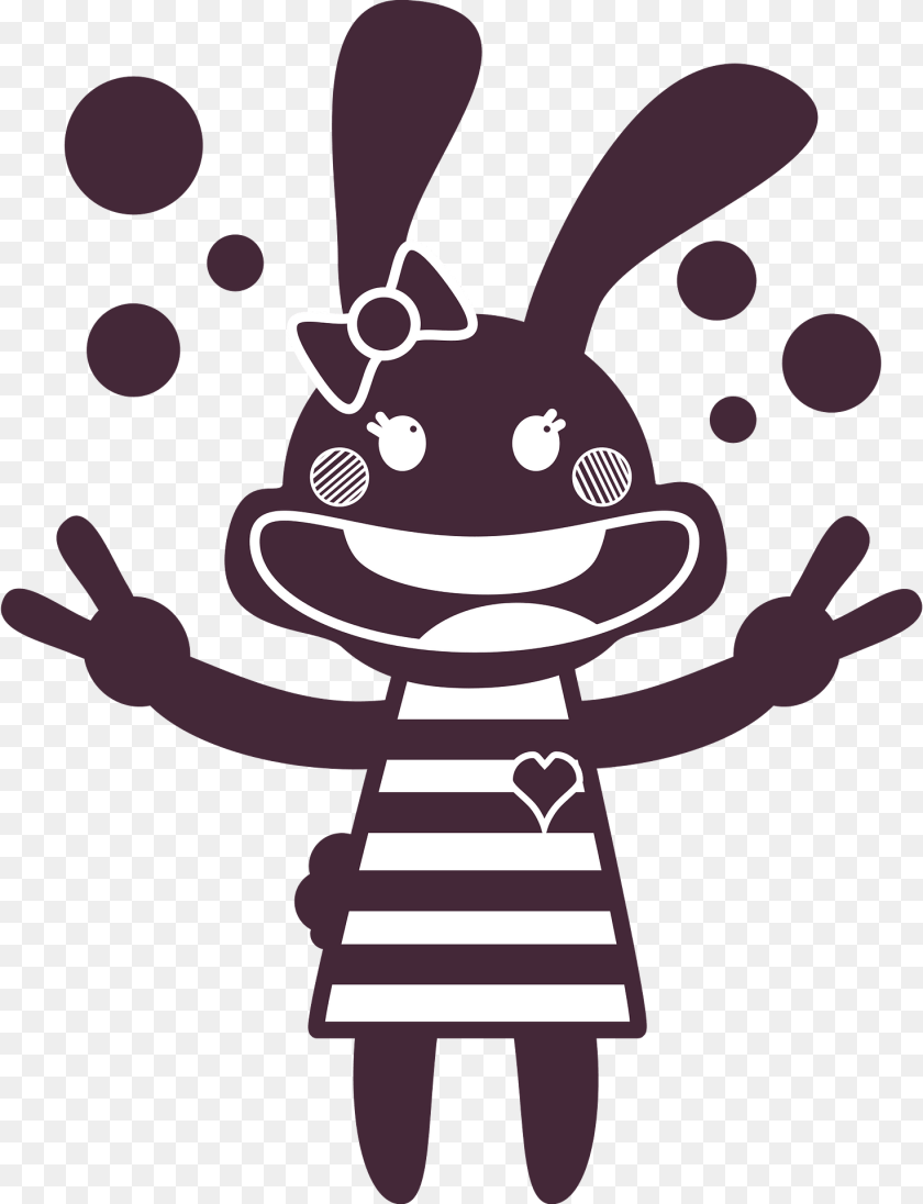Rabbit Clipart, Cartoon, Stencil Sticker PNG