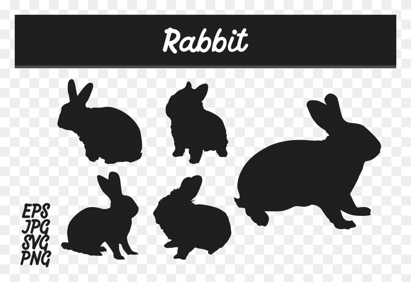 7515x4974 Rabbit Silhouette Set Svg Vector Image Bundle Graphic Easter Egg Vector Svg, Text, Tree HD PNG Download