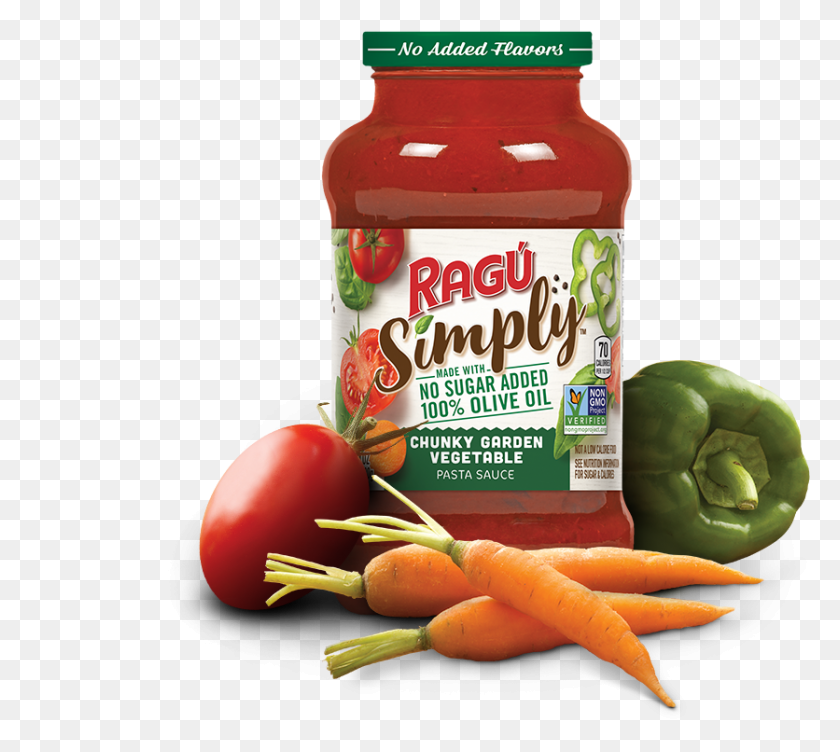 836x742 Descargar Png Rag Simply Chunky Garden Vegetal Pasta Salsa Ragu Simply, Planta, Ketchup, Comida Hd Png