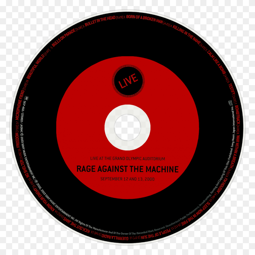 1000x1000 Rage Against The Machine Live At The Grand Olympic Circle, Disk, Dvd HD PNG Download