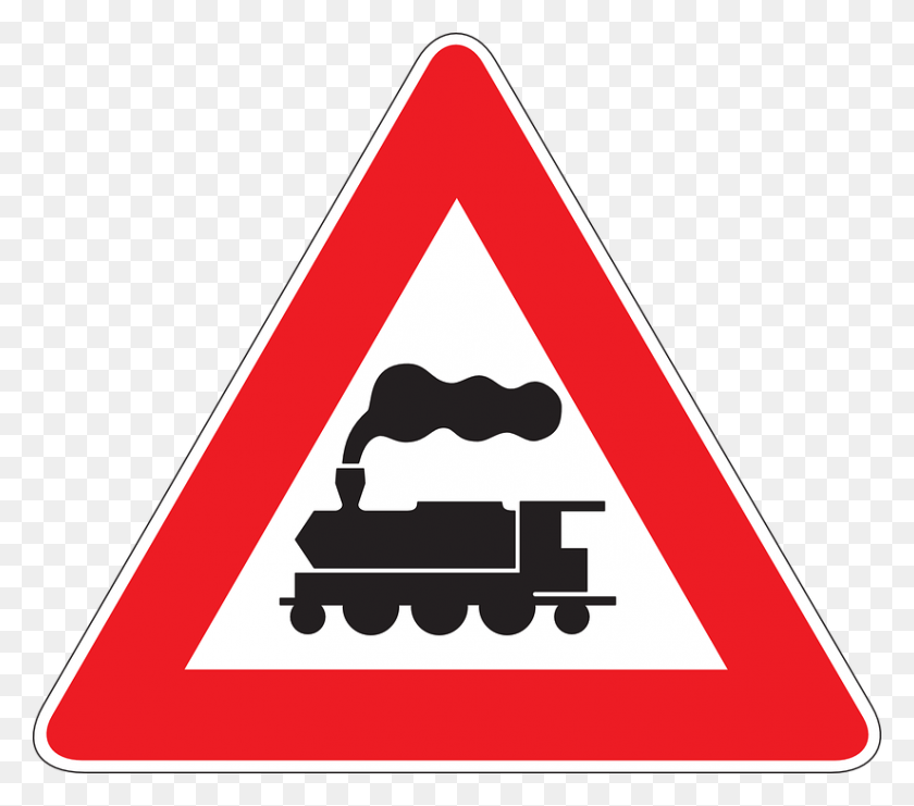 824x720 Railways Clipart Model Train Railway Crossing Clipart, Symbol, Sign, Triangle HD PNG Download