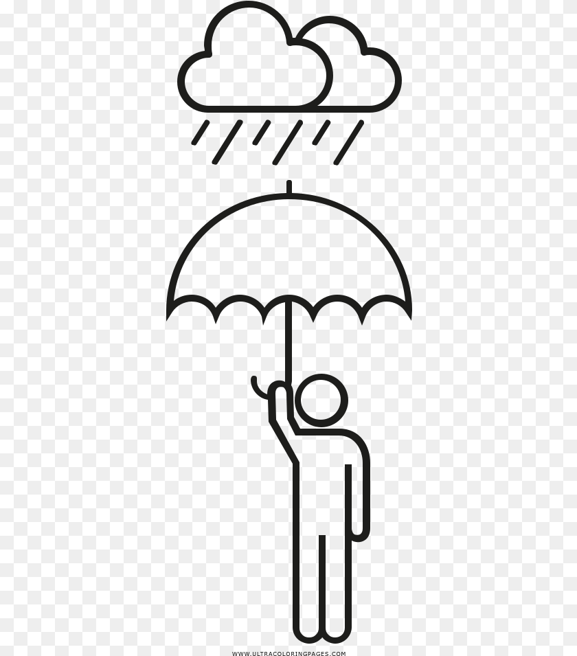 Rain Umbrella Coloring, Stencil, Light Sticker PNG