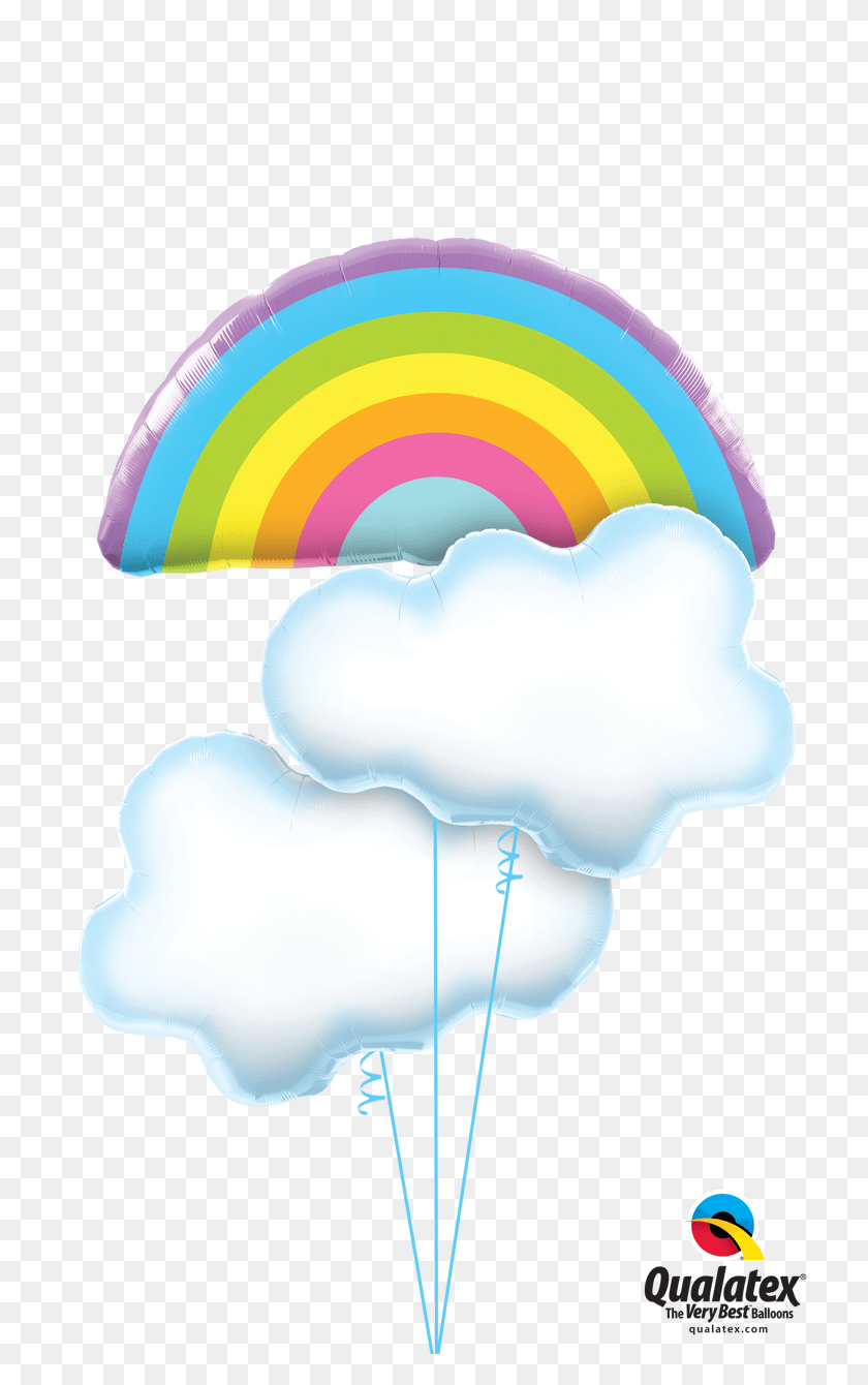 747x1280 Rainbow Amp Clouds Balloon Bouquet Qualatex, Nature, Outdoors, Sky Descargar Hd Png