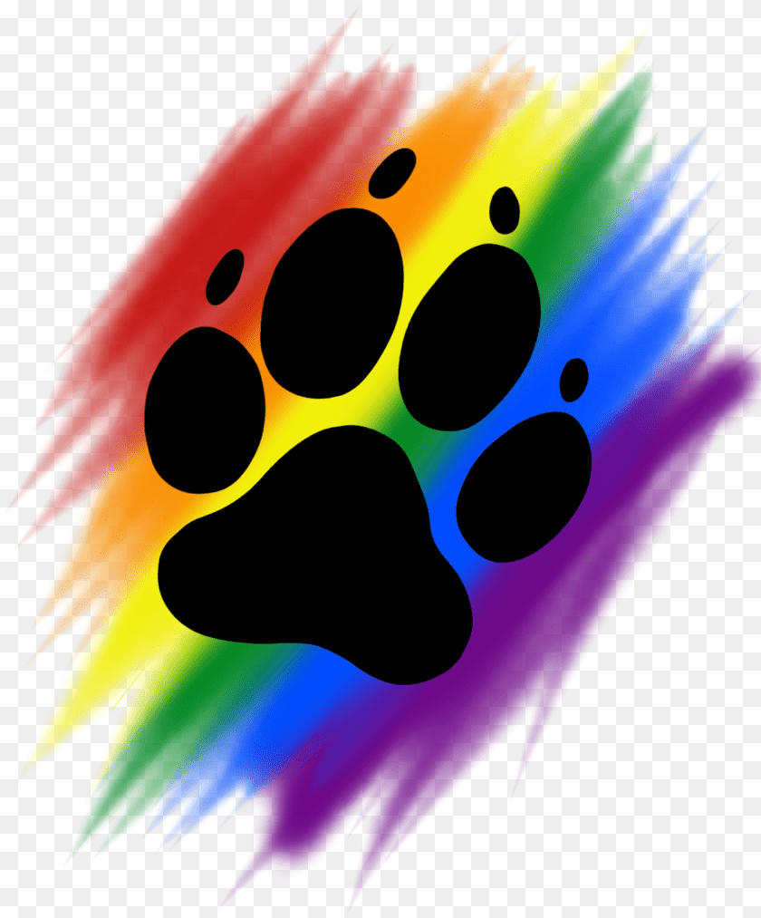 3753x4525 Rainbow Brush Paw Print Download Rainbow Paw Print Sticker PNG